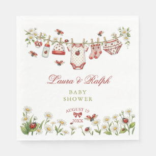 Ladybug Wildflower Girl Baby Shower Napkin