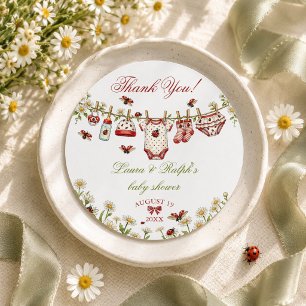 Ladybug Wildflower Girl Baby Shower Thank You Classic Round Sticker