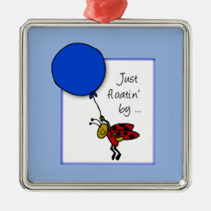 Ladybug With Blue Balloon, Thinking of You Metal Tree Decoration