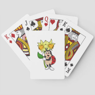 Ladybug with Flower Daffodil Playing Cards