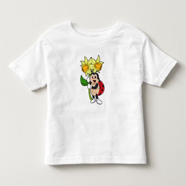 Ladybug with Flower Daffodil Toddler T-Shirt (Front)