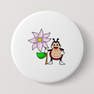 Ladybug with Flower.PNG 7.5 Cm Round Badge