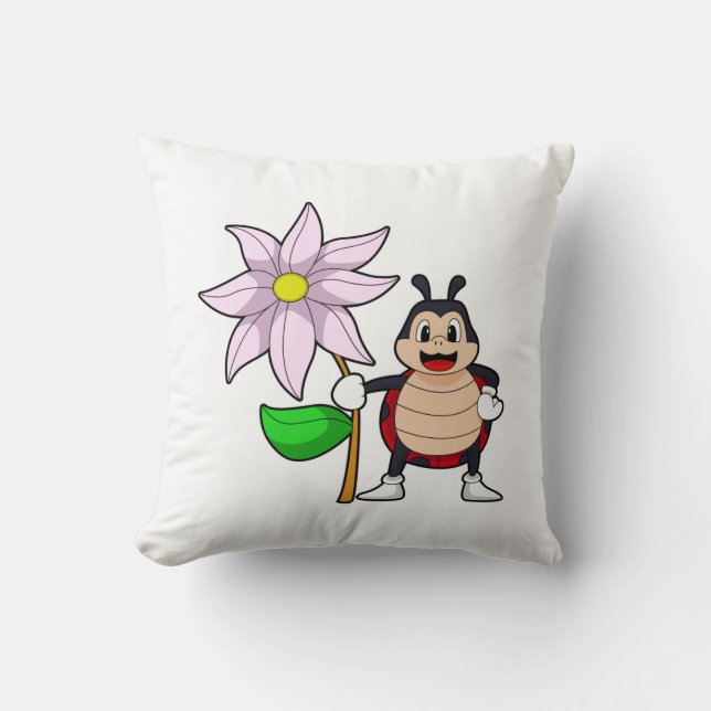 Ladybug with Flower.PNG Cushion (Front)