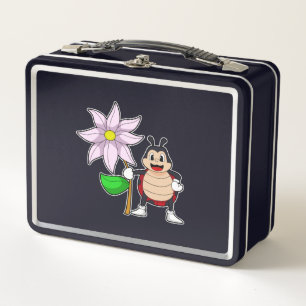 Ladybug with Flower.PNG Metal Lunch Box