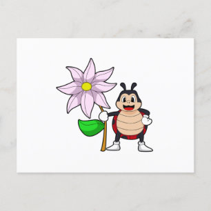 Ladybug with Flower.PNG Postcard