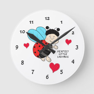 Ladybug with heart round clock