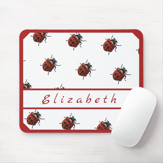 Ladybug With Name Mouse Pad (With Mouse)