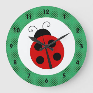 Ladybug with Polka Dots Design Large Clock