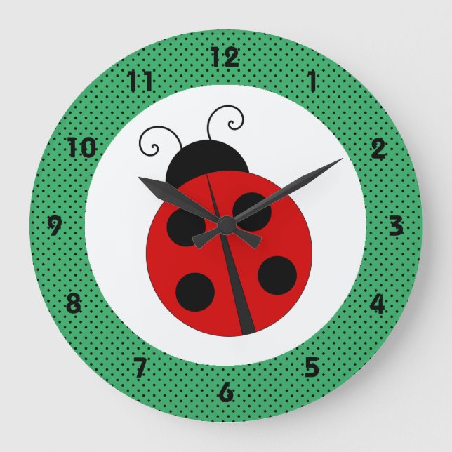 Ladybug with Polka Dots Design Large Clock (Front)