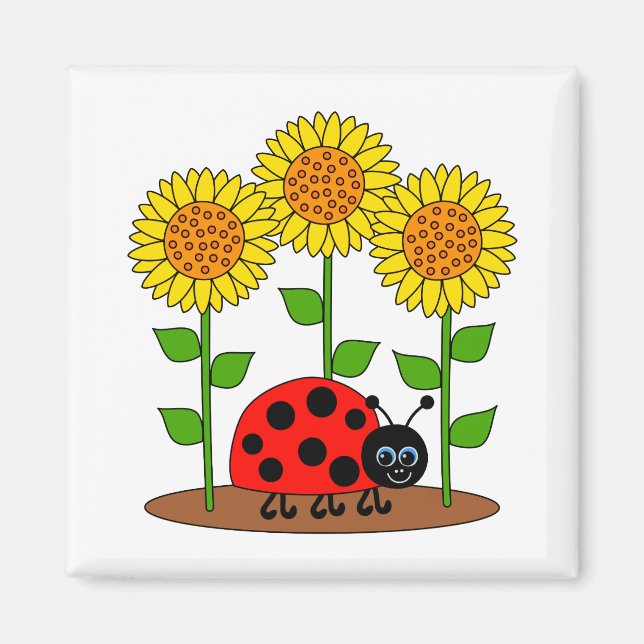 Ladybug with Sunflowers Magnet (Front)