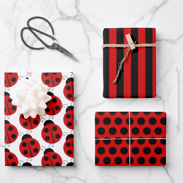 Ladybug Wrapping Paper Sheet Set (Front)
