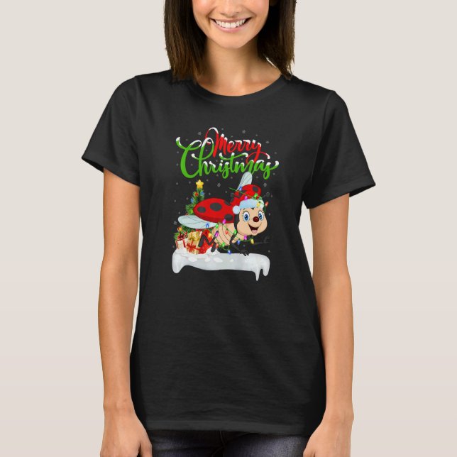 Ladybug  Xmas Decorations Santa Ladybug Christmas T-Shirt (Front)