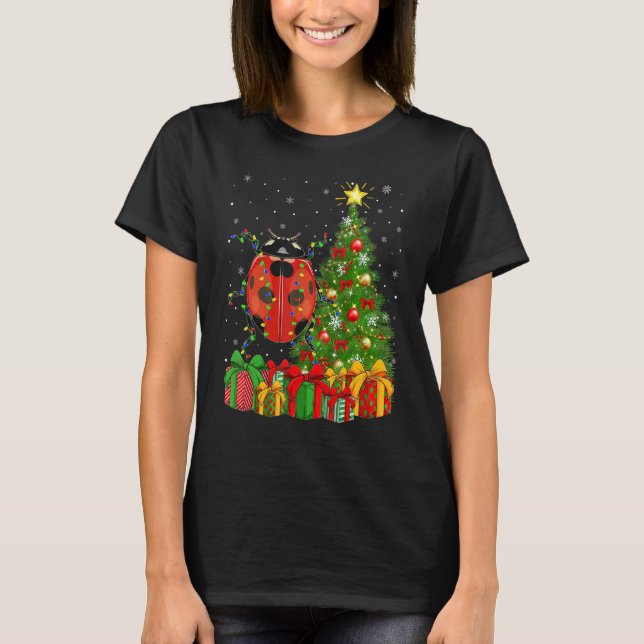 Ladybug   Xmas Holiday Santa Ladybug Christmas Tre T-Shirt (Front)