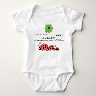 Ladybugs add name black and green baby bodysuit