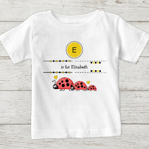 Ladybugs add name black and yellow baby T-Shirt