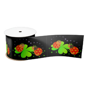 ladybugs and clovers ribbon satin ribbon