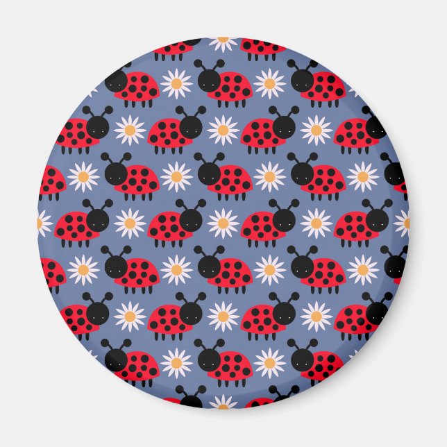 Ladybugs and Daisies Pattern Magnet (Front)