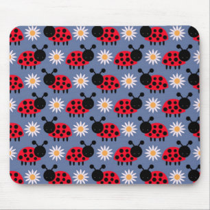 Ladybugs and Daisies Pattern Mouse Pad