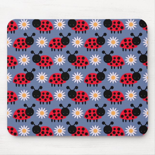 Ladybugs and Daisies Pattern Mouse Pad (Front)