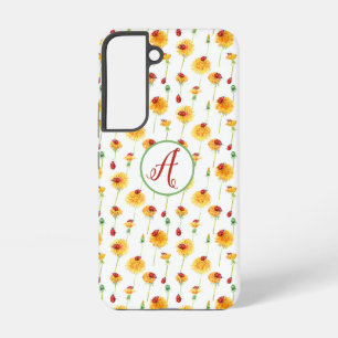 Ladybugs and Dandelions Pattern With Initials Samsung Galaxy Case