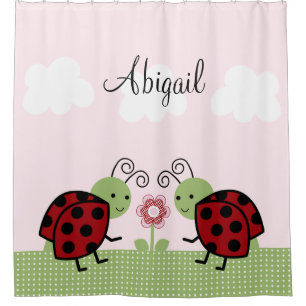 Ladybugs and Flower Girls Kid's Shower Curtain