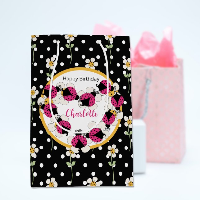 Ladybugs and Flowers Birthday  Medium Gift Bag (Creator Uploaded)