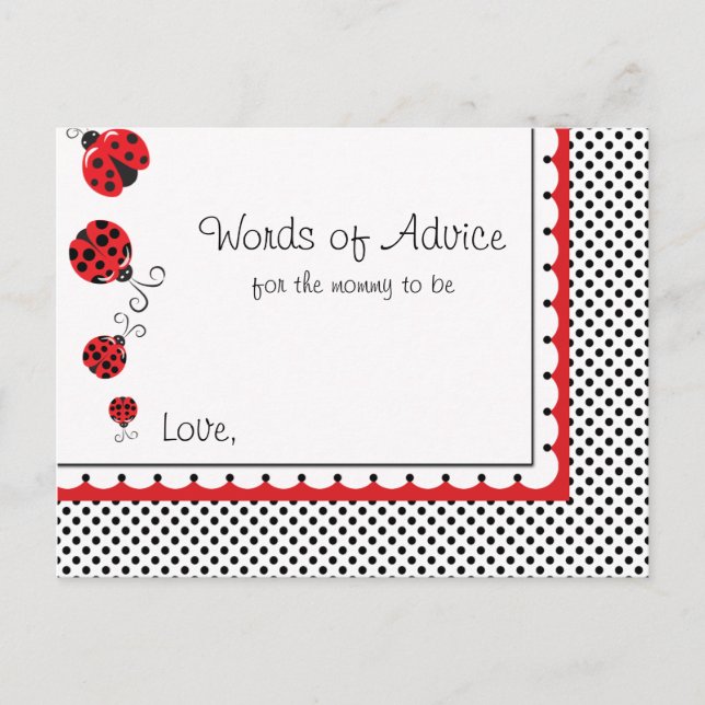 Ladybugs and Polka Dots Mummy Advice Card (Front)
