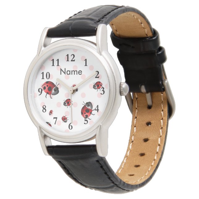 Ladybugs and Polka Dots Wrist Watch (Angled)