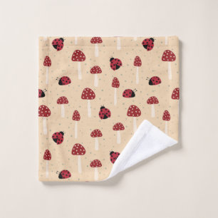 Ladybugs and Red Mushrooms Wash Cloth