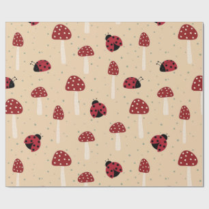 Ladybugs and Red Mushrooms Wrapping Paper