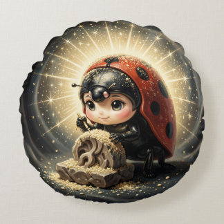 Ladybugs and the Hidden Nectar Kingdom.4 Round Cushion