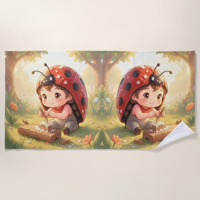 Ladybugs and the Hidden Nectar Kingdom Beach Towel (Front)