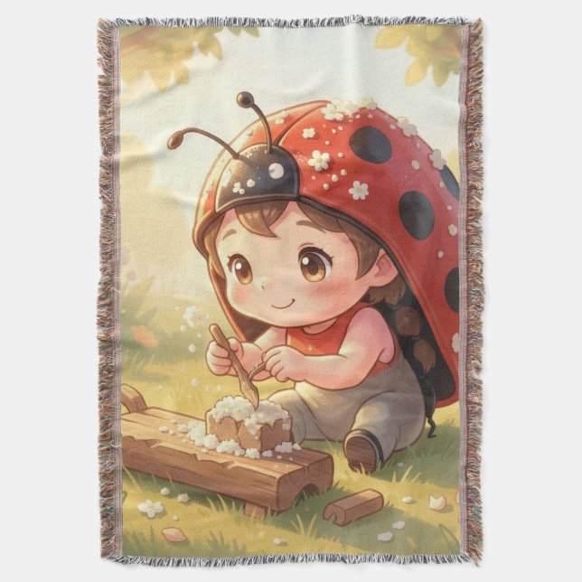 Ladybugs and the Hidden Nectar Kingdom Throw Blanket (Front Vertical)