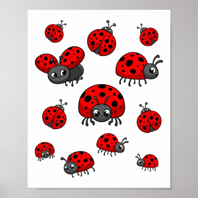 Ladybugs Art For Boy Girl Kid Toddler Insect Ladyb Poster (Front)