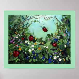 Ladybugs At Play Poster