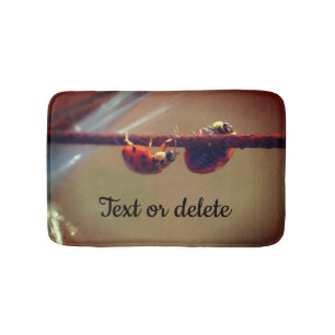 Ladybugs Balancing Close Up Personalised Bath Mat