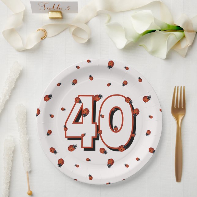 Ladybugs Birthday Party Big Age Paper Plate (Wedding)
