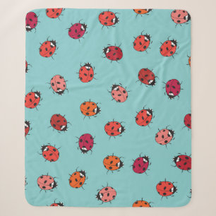 Ladybugs, blue background, charming seamless patte sherpa blanket
