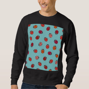 Ladybugs, blue background, charming seamless patte sweatshirt