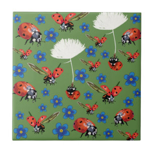 Ladybugs Ceramic Photo Tile