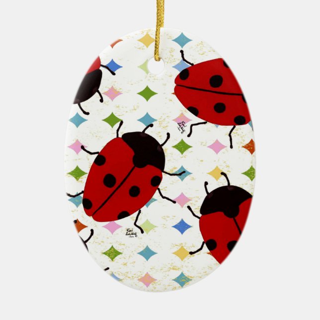 LADYBUGS CERAMIC TREE DECORATION (Front)
