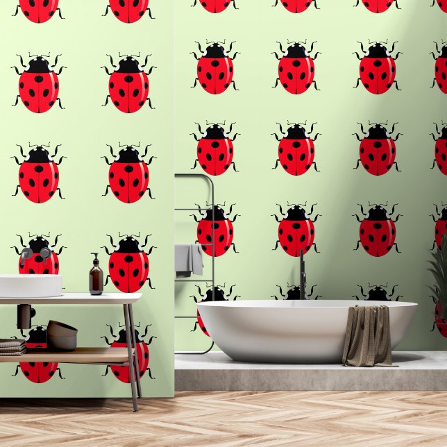 Ladybugs Custom Colour Wallpaper (Bathroom)