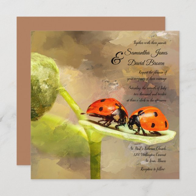 Ladybugs Custom Wedding Invitation (Front/Back)