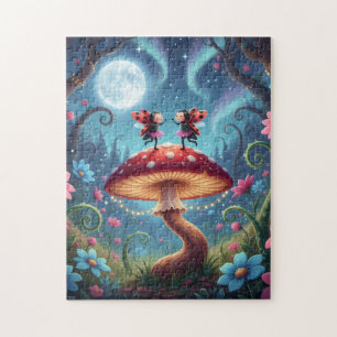 Ladybugs dancing on a Mushroom - Whimsical Jigsaw Puzzle