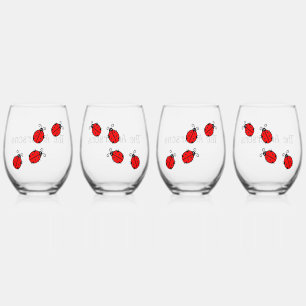 Ladybugs Design Wine Glass Set