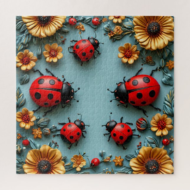 🟢Ladybugs Flower Garden Nature Puzzle Board Game  (Vertical)