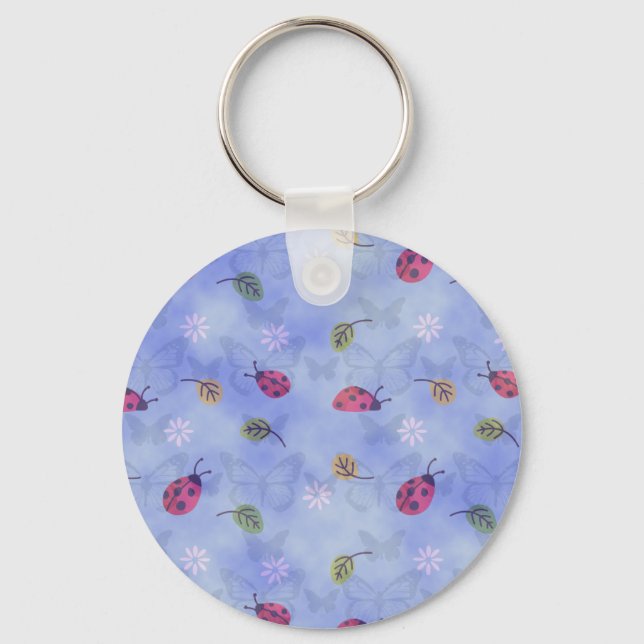 Ladybugs Flowers and Leaves Key Ring (Front)