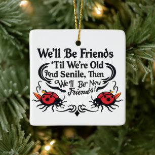 Ladybugs Friends Friendship Birthday Funny Aging Ceramic Ornament
