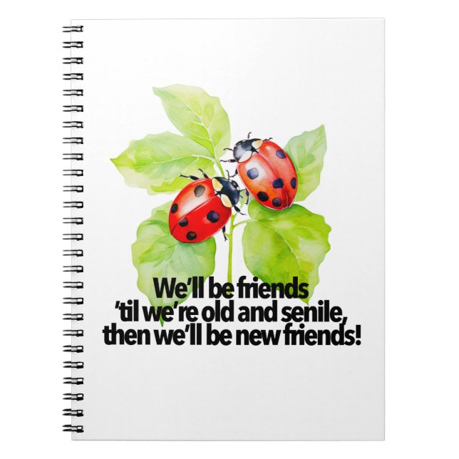 Ladybugs friendship quote funny Anniversary BFF Notebook (Front)