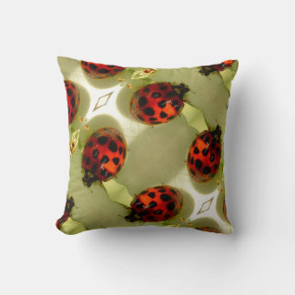 Ladybugs, green leaves cushion